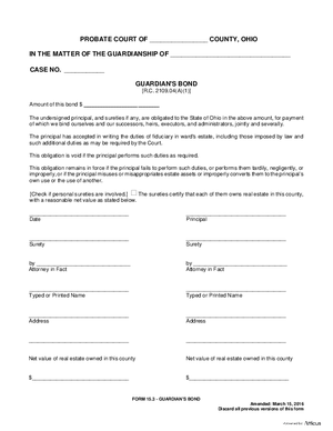 Thumbnail of Ohio Form Guardian's Bond
