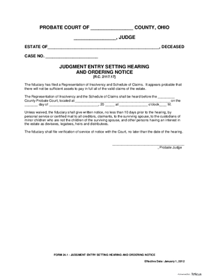 Thumbnail of Ohio Form Judgment Entry Setting Hearing And Ordering Notice