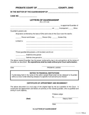 Thumbnail of Ohio Form Letters Of Guardianship