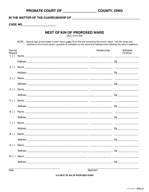 Thumbnail of Ohio Form Next Of Kin Of Proposed Ward