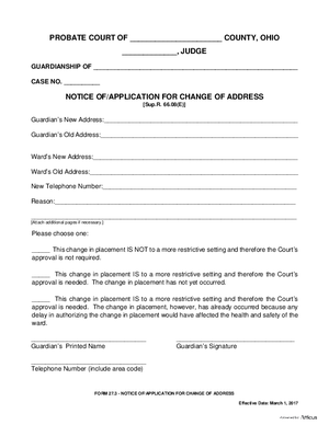 Thumbnail of Ohio Form Notice Of/application For Change Of Address
