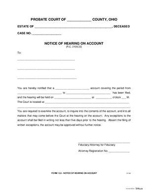 Thumbnail of Ohio Form Notice Of Hearing On Account