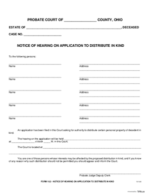 Thumbnail of Ohio Form Notice Of Hearing On Application To Distribute In Kind