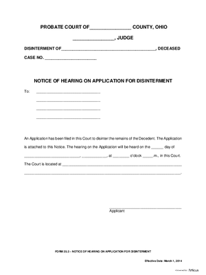Thumbnail of Ohio Form Notice Of Hearing On Application For Disinterment
