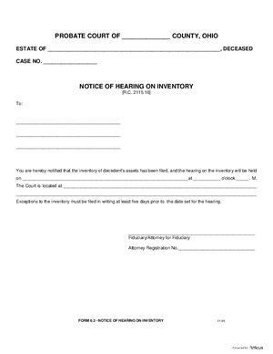 Thumbnail of Ohio Form Notice Of Hearing On Inventory