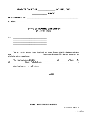 Thumbnail of Ohio Form Notice Of Hearing On Petition