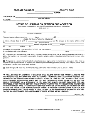 Thumbnail of Ohio Form Notice Of Hearing On Petition For Adoption