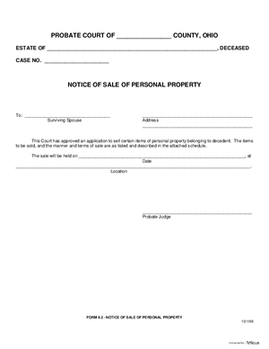 Thumbnail of Ohio Form Notice Of Sale Of Personal Property
