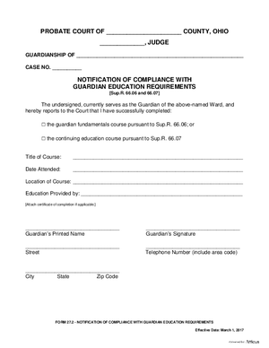 Thumbnail of Ohio Form Notification Of Compliance With Guardian Education Requirements