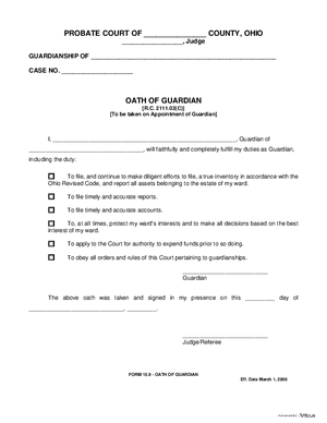 Thumbnail of Ohio Form Oath Of Guardian