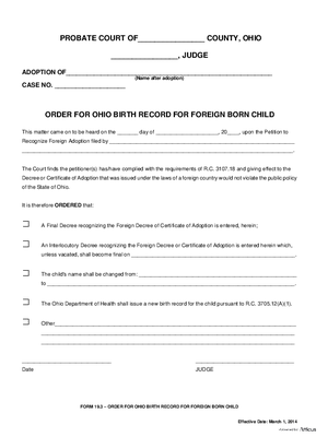 Thumbnail of Ohio Form Order For Ohio Birth Record For Foreign Born Child