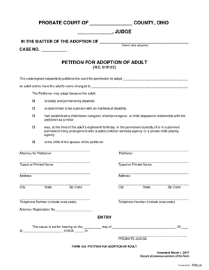 Thumbnail of Ohio Form Petition For Adoption Of Adult
