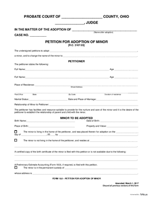 Thumbnail of Ohio Form Petition For Adoption Of Minor