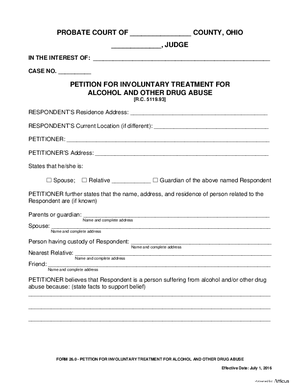 Thumbnail of Ohio Form Petition For Involuntary Treatment For Alcohol And Other Drug Abuse