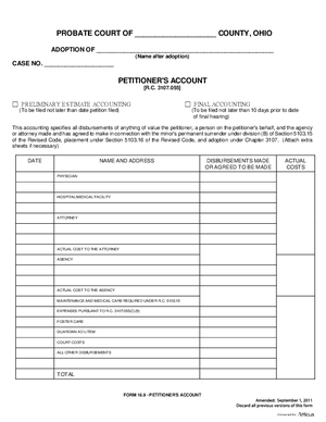 Thumbnail of Ohio Form Petitioner's Account