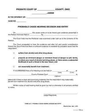 Thumbnail of Ohio Form Probable Cause Hearing Decision And Entry