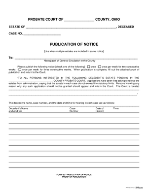 Thumbnail of Ohio Form Publication Of Notice Proof Of Publication