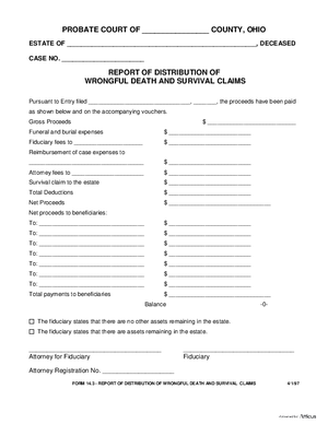 Thumbnail of Ohio Form Report Of Distribution Of Wrongful Death And Survival Claims