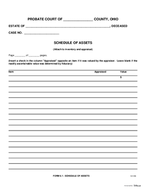 Thumbnail of Ohio Form Schedule Of Assets