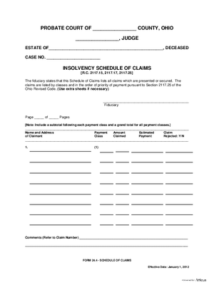 Thumbnail of Ohio Form Schedule Of Claims