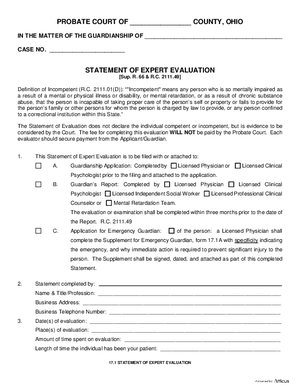 Thumbnail of Ohio Form Statement Of Expert Evaluation