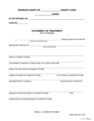 Thumbnail of Ohio Form Statement Of Treatment