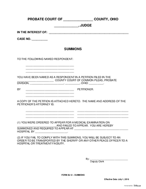 Thumbnail of Ohio Form Summons