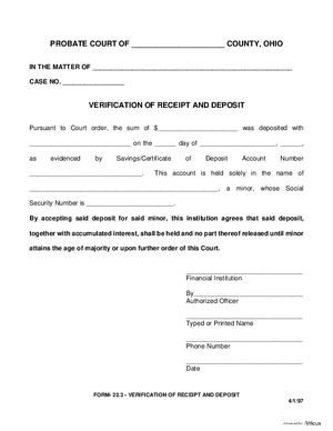 Thumbnail of Ohio Form Verification Of Receipt And Deposit