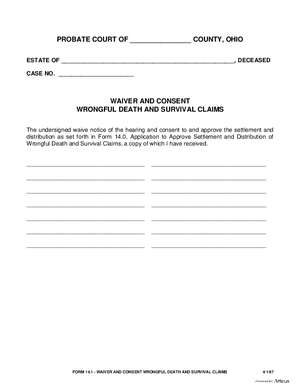 Thumbnail of Ohio Form Waiver And Consent Wrongful Death And Survival Claims