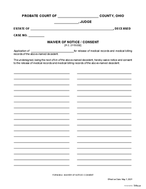 Thumbnail of Ohio Form Waiver Of Notice/consent