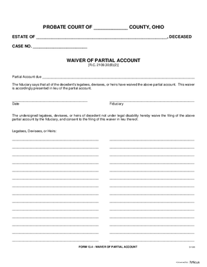 Thumbnail of Ohio Form Waiver Of Partial Account