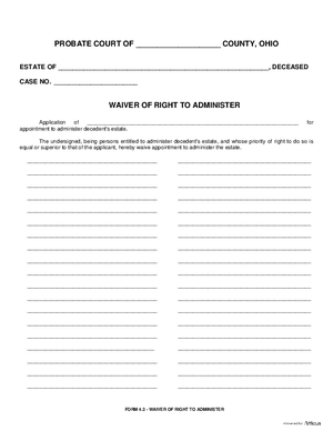 Thumbnail of Ohio Form Waiver Of Right To Administer
