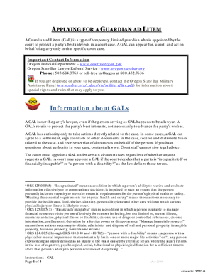 Thumbnail of Oregon Form Appointment Of Guardian Ad Litem - In The Matter Of