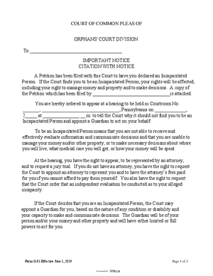 Thumbnail of Pennsylvania Form Citation With Notice