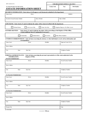 Thumbnail of Pennsylvania Form Estate Information Sheet