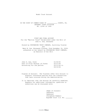Thumbnail of Pennsylvania Form Model Trust Account
