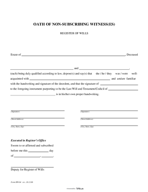 Thumbnail of Pennsylvania Form Oath Of Non-subscribing Witness(es)