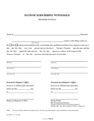 Thumbnail of Pennsylvania Form Oath Of Subscribing Witness(es)