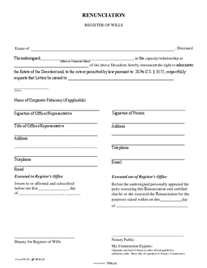 Thumbnail of Pennsylvania Form Renunciation Eff 09 01 16
