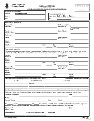Thumbnail of Rhode Island Form Ancillary Petition