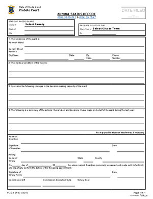 Thumbnail of Rhode Island Form Annual Status Report