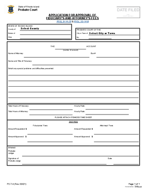 Thumbnail of Rhode Island Form Application For Approval Of Fiduciary’s And Attorney’s Fees