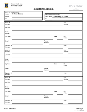 Thumbnail of Rhode Island Form Attorney Of Record