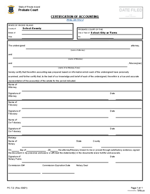 Thumbnail of Rhode Island Form Certification Of Accounting