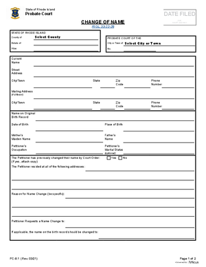 Thumbnail of Rhode Island Form Change Of Name