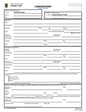 Thumbnail of Rhode Island Form Conservatorship