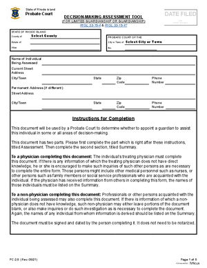 Thumbnail of Rhode Island Form Decision-making Assessment Tool For Limited Guardian Or Guardianship