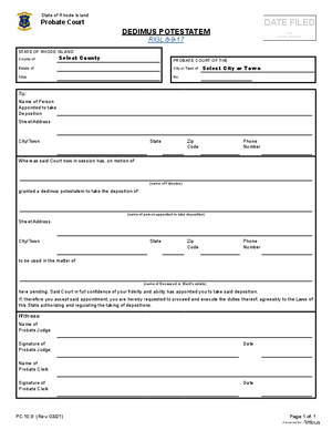 Thumbnail of Rhode Island Form Dedimus Potestatem