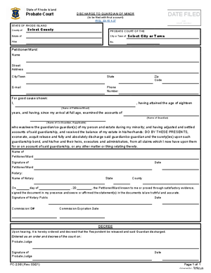 Thumbnail of Rhode Island Form Discharge To Guardian Of Minor