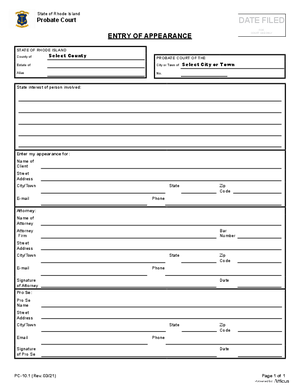 Thumbnail of Rhode Island Form Entry Of Appearance